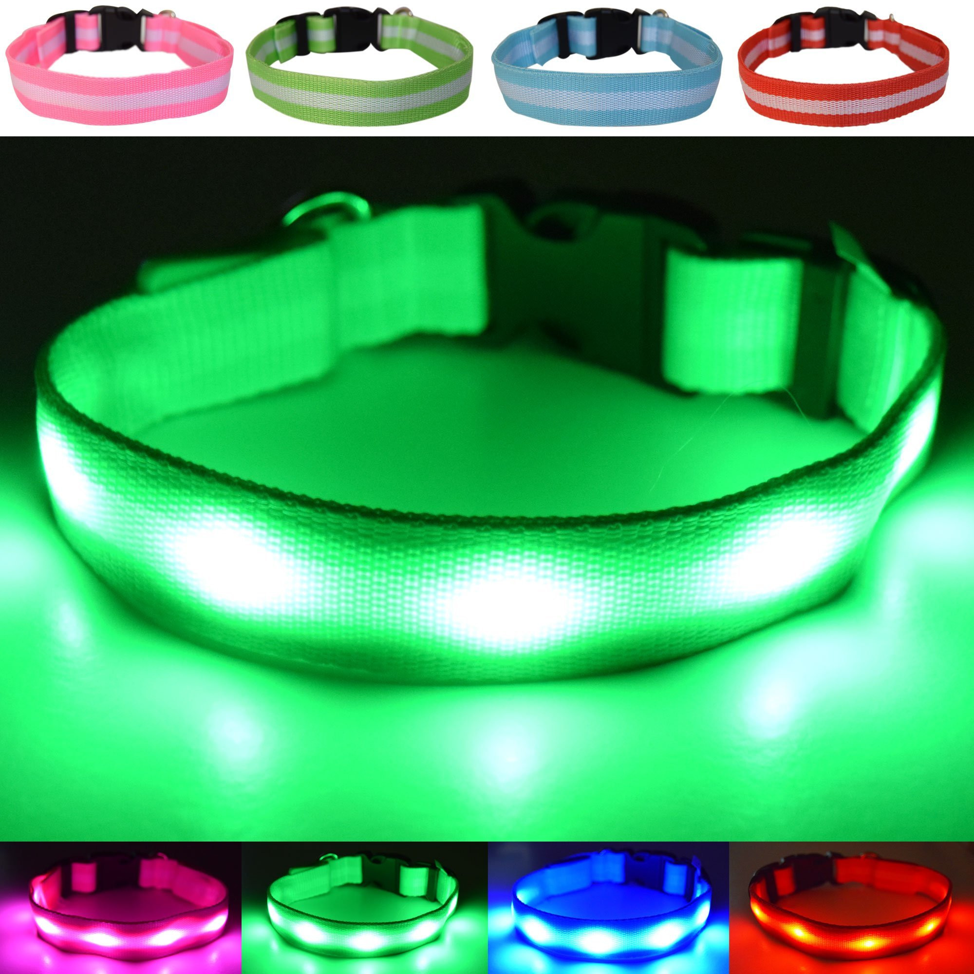 Collar De Seguridad Led Para Perros Fun Pets Recargable Por Usb, Verde, Grande - Venta Internacional.