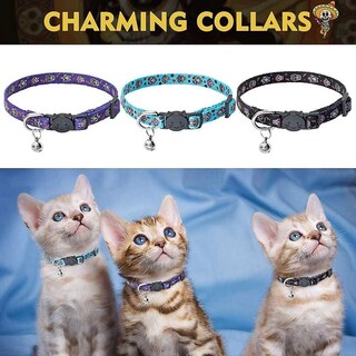 Foto 1 | Collar Cat Breakaway, Paquete De 3, Estampado De Calavera De Halloween - Venta Internacional.
