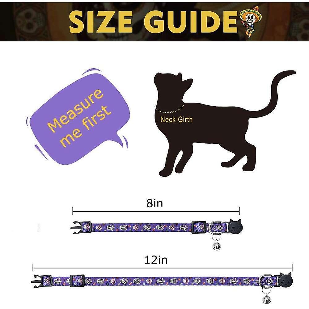 Foto 4 pulgar | Collar Cat Breakaway, Paquete De 3, Estampado De Calavera De Halloween - Venta Internacional.