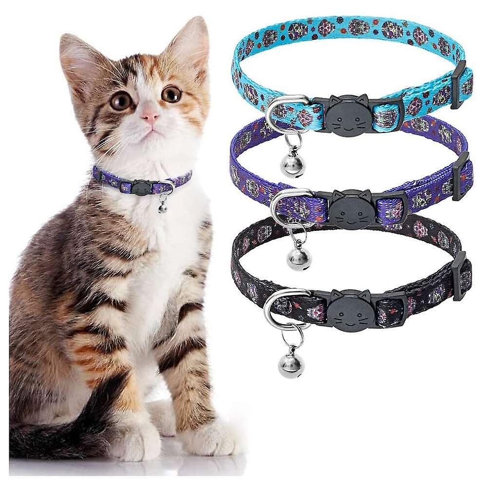 Foto 4 | Collar Cat Breakaway, Paquete De 3, Estampado De Calavera De Halloween - Venta Internacional.