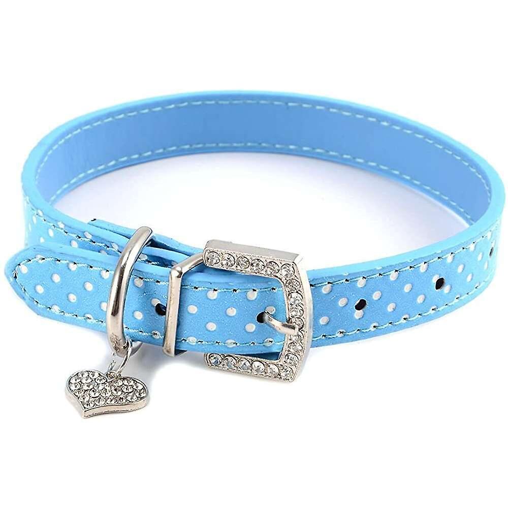 Foto 6 pulgar | Collar Para Mascotas Huoguo, Bonito Colgante Con Diamantes De Imitación Y Amor, Azul  - Venta Internacional.