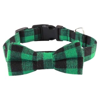 Foto 5 | Collar Para Mascotas, Perros Y Gatos Huoguo, Pajarita Cuadriculada Ajustable, Verde S - Venta Internacional.