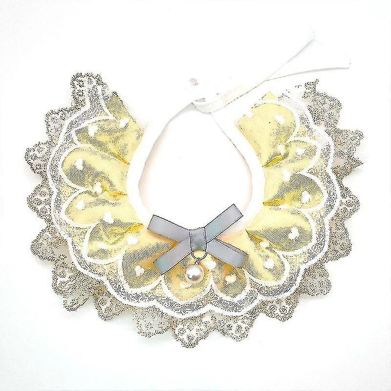 Babero Ajustable Para Mascotas, Toalla De Saliva, Encaje, Colgante De Perlas, Collar Para Perro - Venta Internacional.