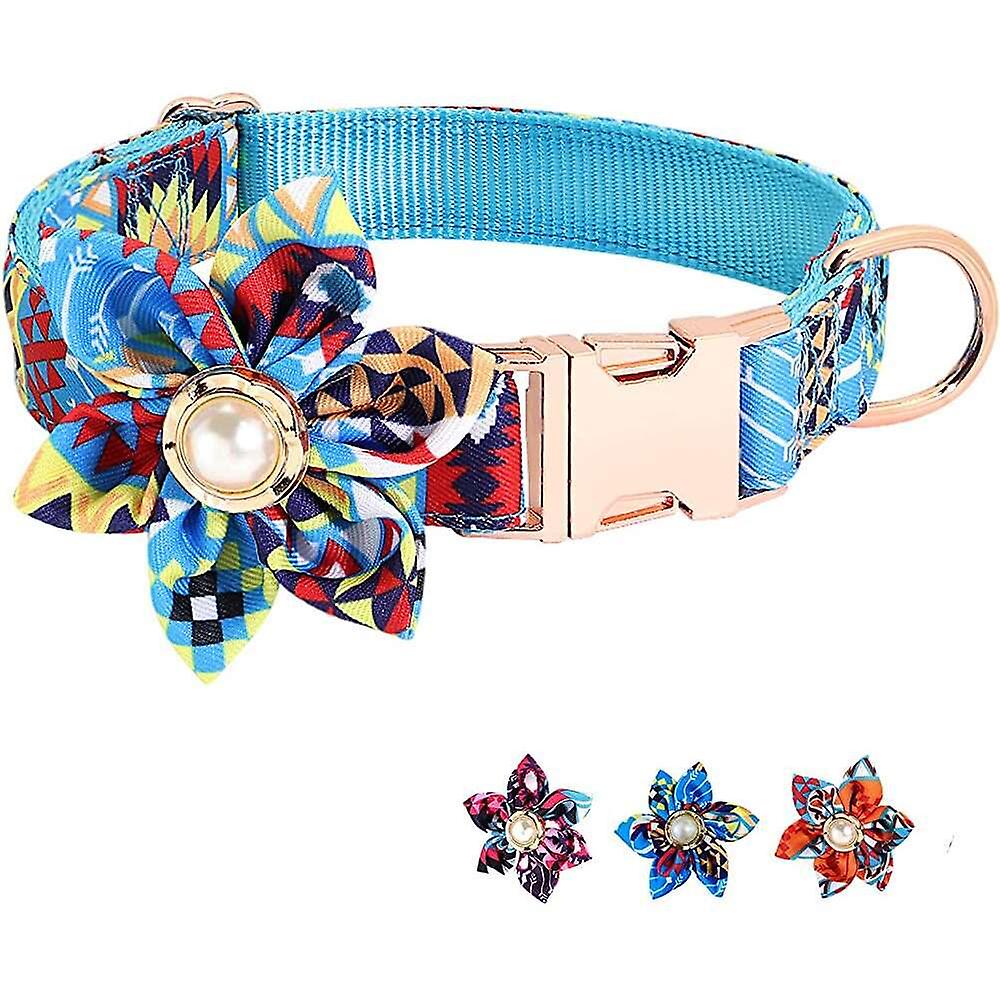 Foto 3 pulgar | Collar Para Perro Huoguo Flower Girl Con Flor Desmontable Azul S - Venta Internacional.