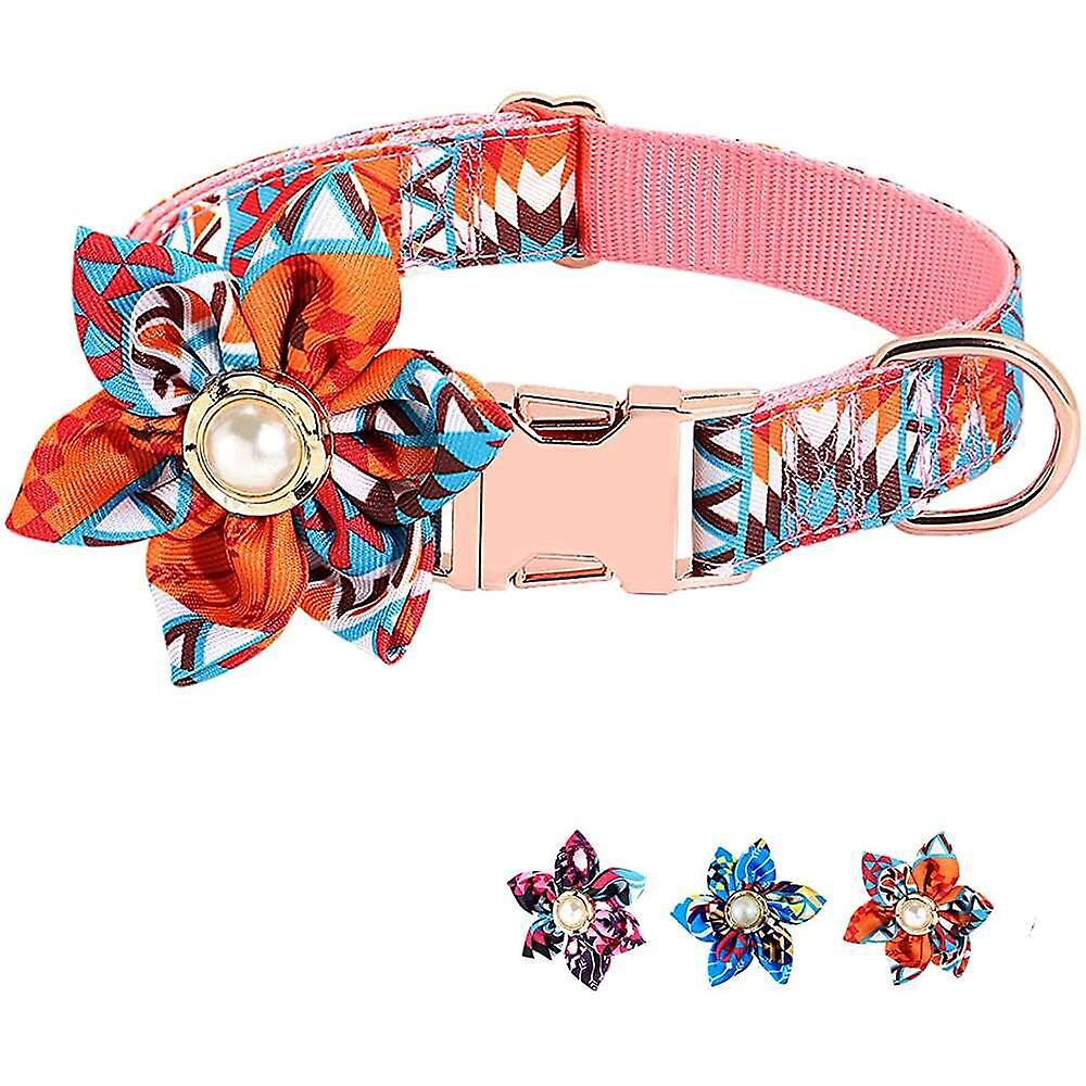 Foto 6 pulgar | Collar Para Perro Huoguo Flower Girl Con Flor Desmontable Naranja - Venta Internacional.