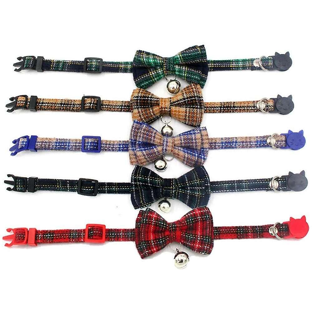 Foto 4 pulgar | Collar Para Gatos Huoguo Con Pajarita Y Campana, A Cuadros Breakaway - Venta Internacional.