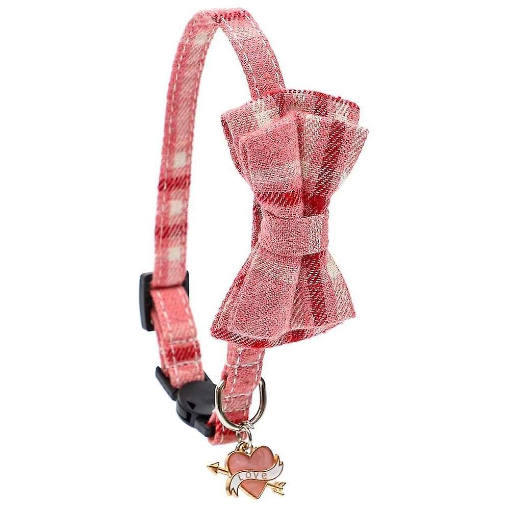 Foto 5 pulgar | Collar Para Gatos Huoguo Para San Valentín Con Pajarita Y Campana, Color Rosa - Venta Internacional.