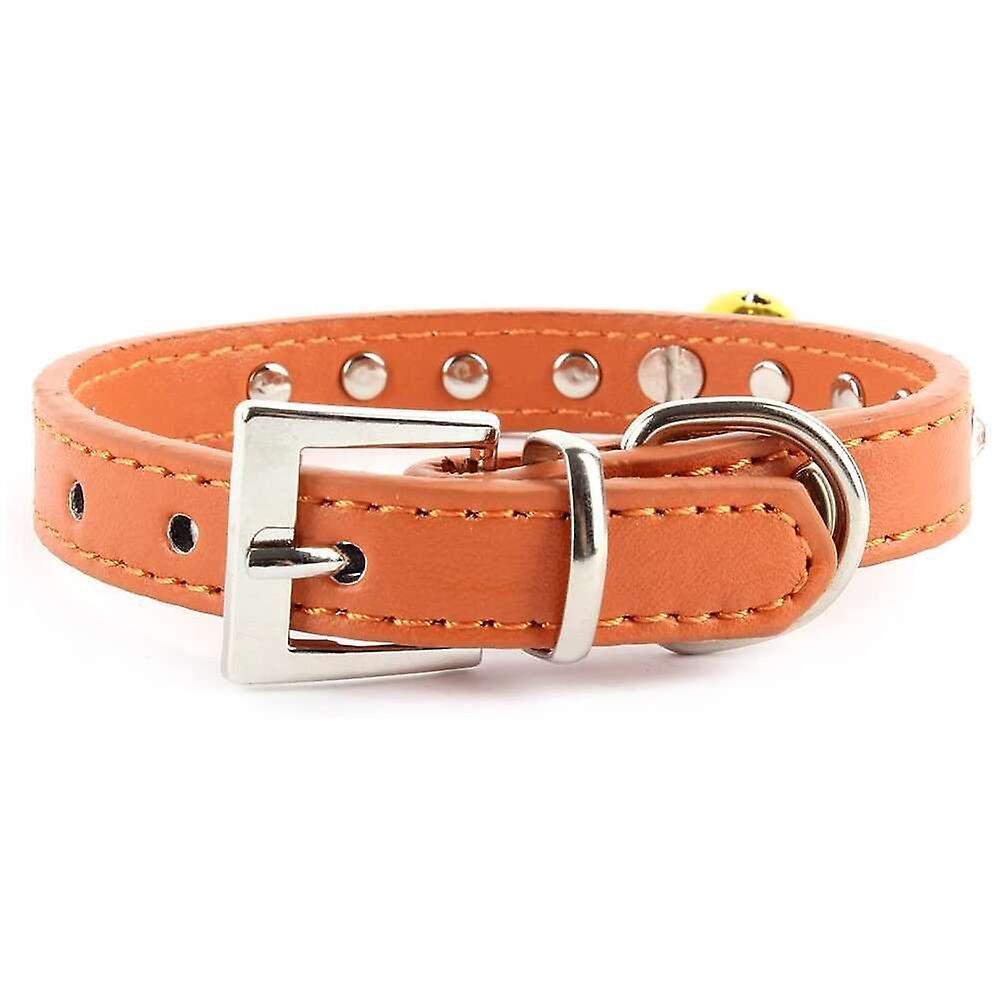 Foto 2 pulgar | Collar De Piel Para Perros Y Gatos Con Strass Y Campana - Venta Internacional.