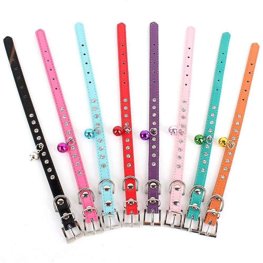 Foto 3 pulgar | Collar De Piel Para Perros Y Gatos Con Strass Y Campana - Venta Internacional.