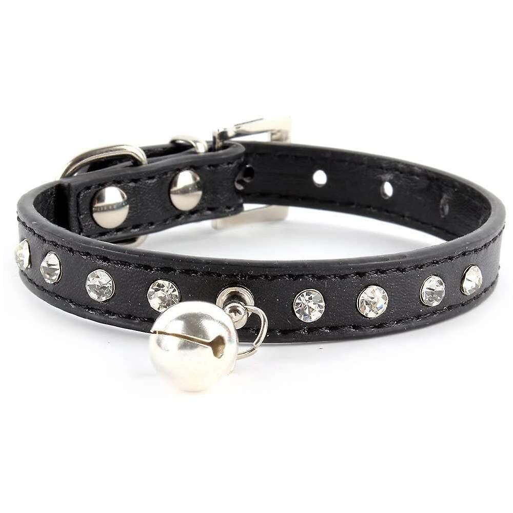 Foto 6 pulgar | Collar De Piel Para Perros Y Gatos Con Strass Y Campana - Venta Internacional.