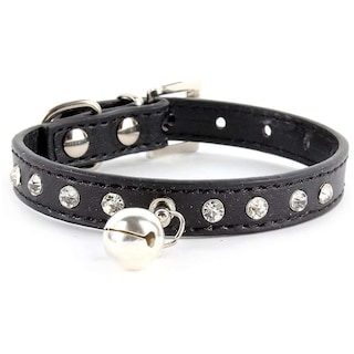 Foto 5 | Collar De Piel Para Perros Y Gatos Con Strass Y Campana - Venta Internacional.