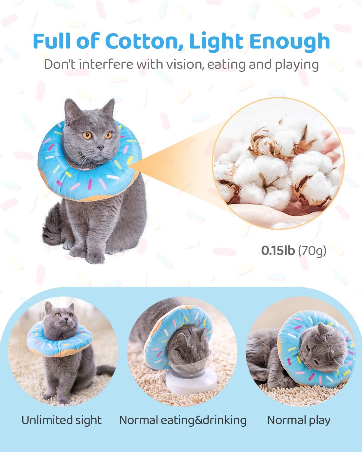 Foto 4 pulgar | Collar Recovery Collar Huoguo Con Forma De Rosquilla Ajustable Para Gato S, 3 Kg - Venta Internacional.