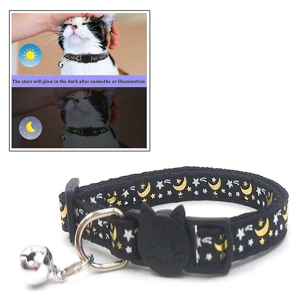 Foto 4 pulgar | Collar Para Gatos Huoguo Con Estampado De Estrellas Y Luna, Ajustable - Venta Internacional.