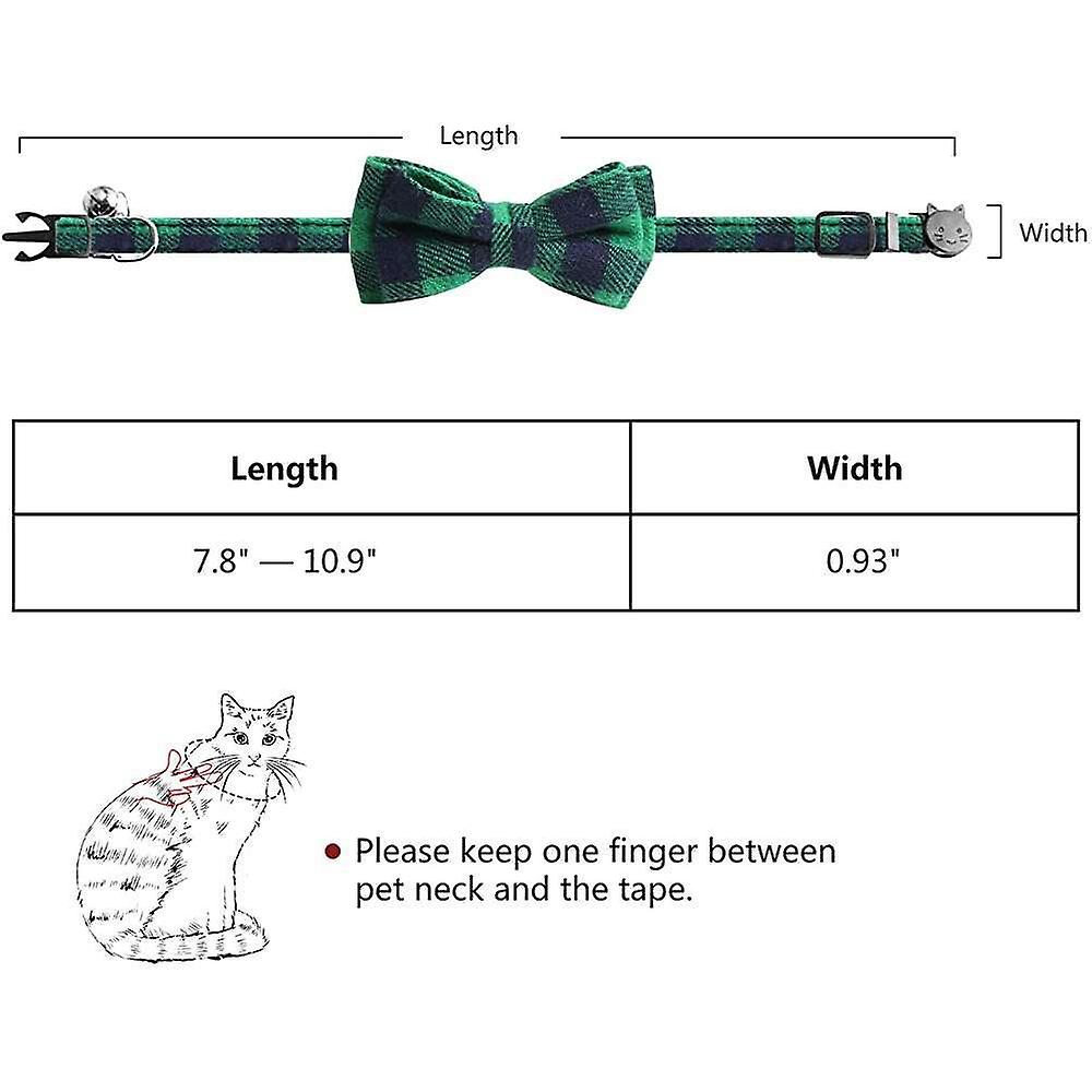 Foto 5 pulgar | Collar De Gato Breakaway Con Pajarita Y Campana, Diseño De Gatito A Cuadros - Venta Internacional.