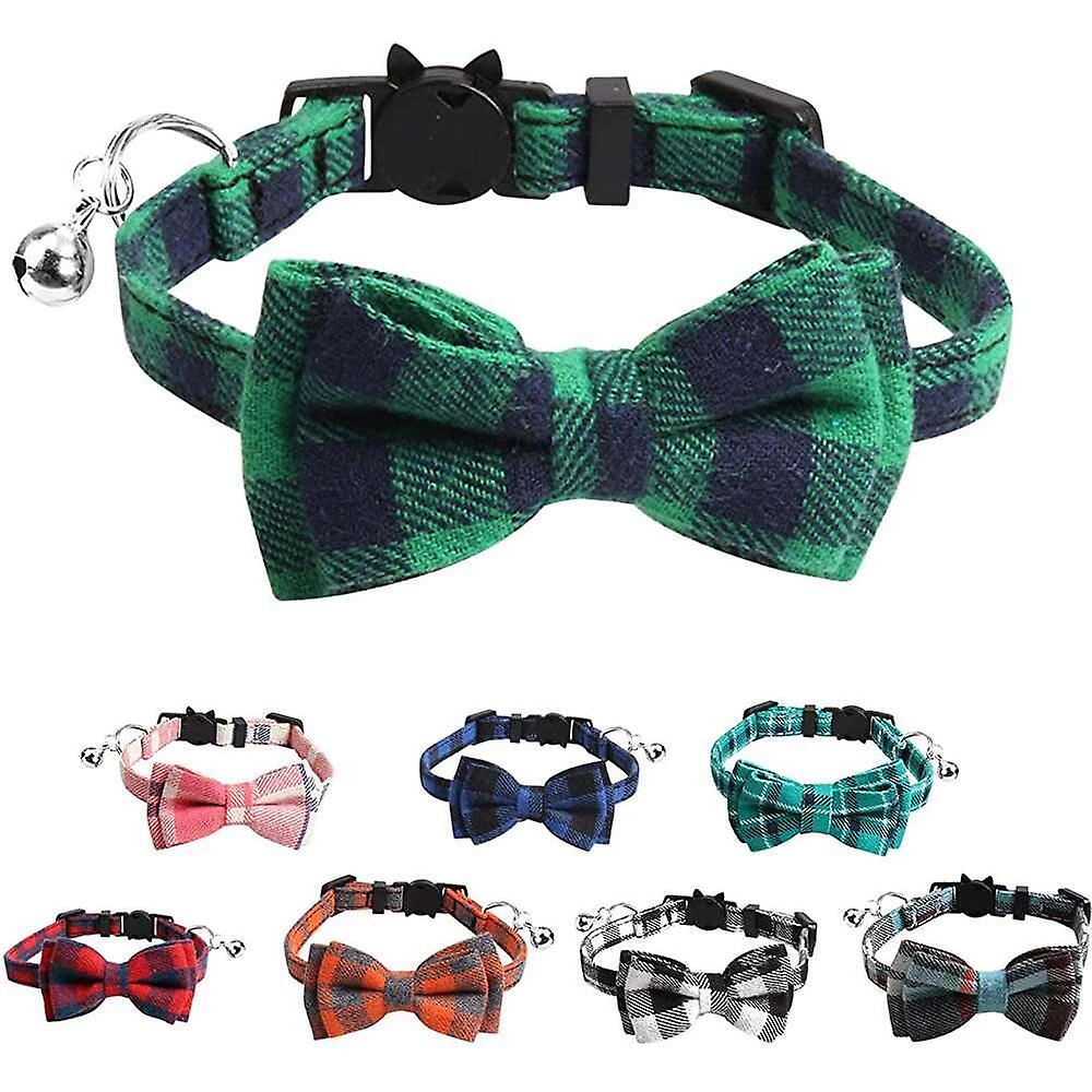Foto 6 pulgar | Collar De Gato Breakaway Con Pajarita Y Campana, Diseño De Gatito A Cuadros - Venta Internacional.