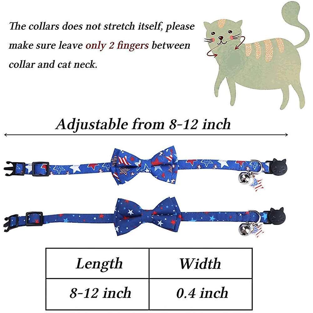 Foto 4 pulgar | Collares Para Gatos Del 4 De Julio Con Pajarita Bell Breakaway, Paquete De 2 - Venta Internacional.