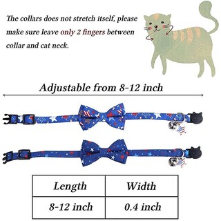 Foto 3 | Collares Para Gatos Del 4 De Julio Con Pajarita Bell Breakaway, Paquete De 2 - Venta Internacional.