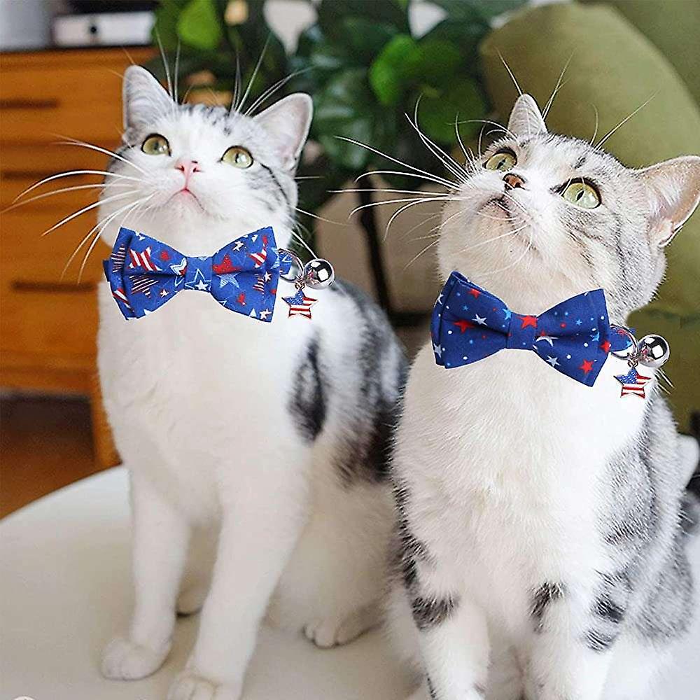 Foto 4 | Collares Para Gatos Del 4 De Julio Con Pajarita Bell Breakaway, Paquete De 2 - Venta Internacional.