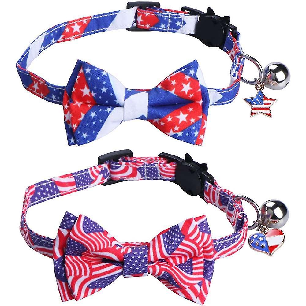 Foto 5 | Collares Para Gatos Del 4 De Julio Con Pajarita Bell Breakaway, Paquete De 2 - Venta Internacional.