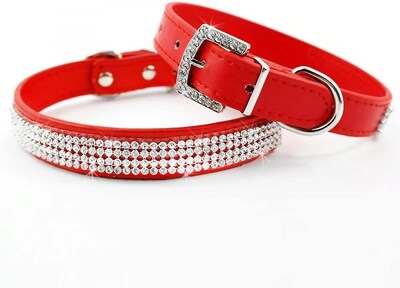 Foto 3 | Collar Para Perro Huoguo, Piel Sintética Con Diamantes De Imitación De Cristal Completo - Venta Internacional.