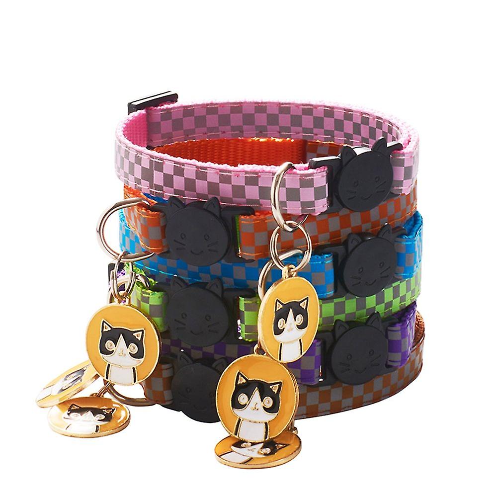 Foto 5 pulgar | Collar Brillante Para Gatos Con Estampado Clásico A Cuadros De Nailon Reflecti - Venta Internacional.