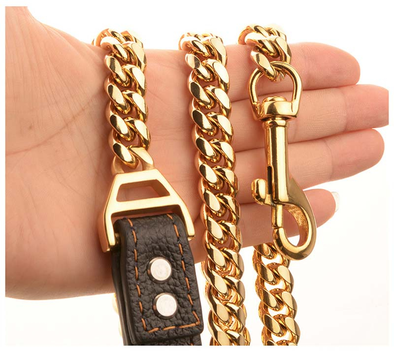 Correa De Entrenamiento Para Perros De Piel Auténtica De Lujo Con Acero Inoxidable - Venta Internacional.