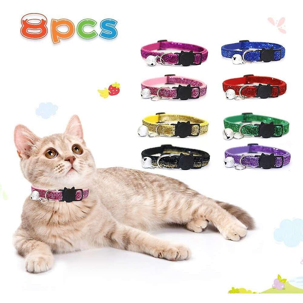 Foto 3 pulgar | Cinta De Terciopelo Brillante Con Purpurina Para Gatos Huoguo, Con Campana, 8 Unidades - Venta Internacional.