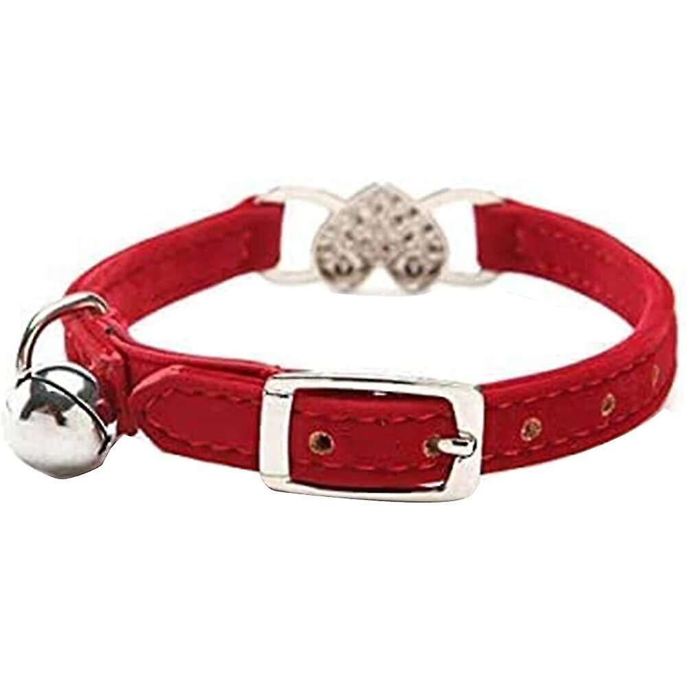 Foto 2 pulgar | Collar De Piel Con Pedrería Y Cascabeles Para Gatos - Venta Internacional.