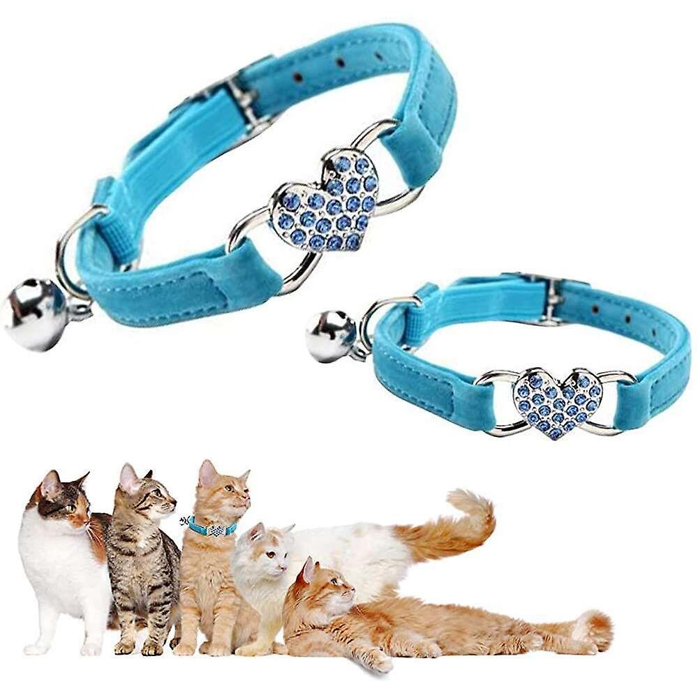 Foto 6 pulgar | Collar De Piel Con Pedrería Y Cascabeles Para Gatos - Venta Internacional.