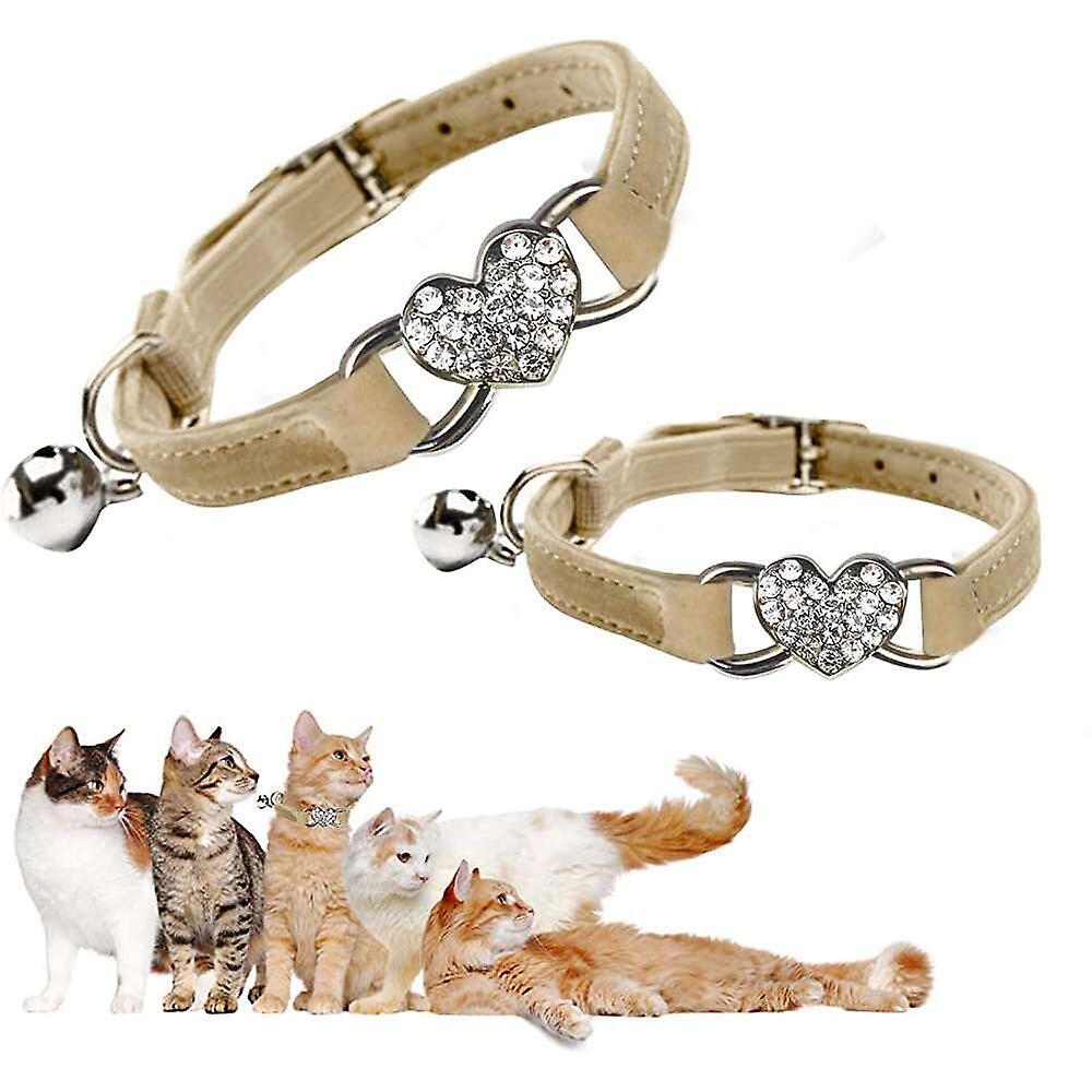 Foto 6 pulgar | Collar De Piel Con Pedrería Y Cascabeles Para Gatos - Venta Internacional.