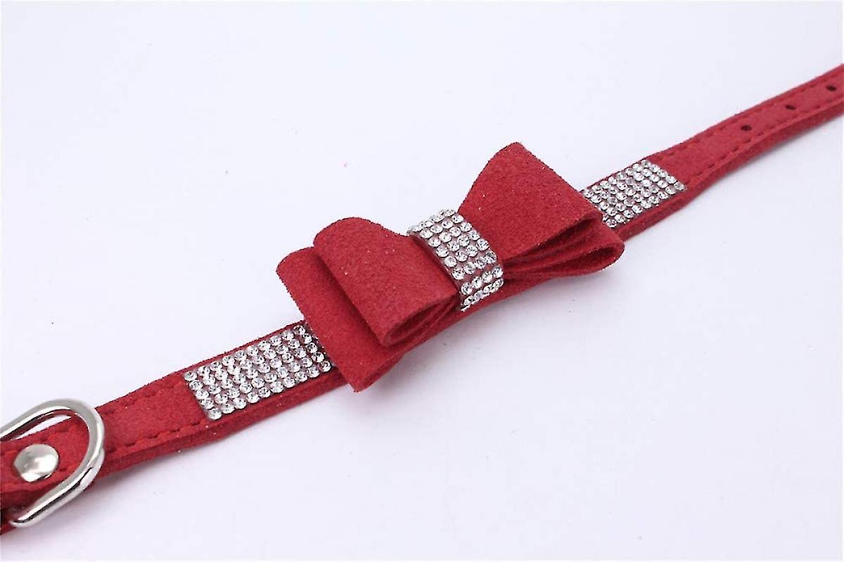 Foto 3 pulgar | Collar Para Perro De Cristal Con Pajarita Y Piel De Terciopelo Con Strass - Venta Internacional.
