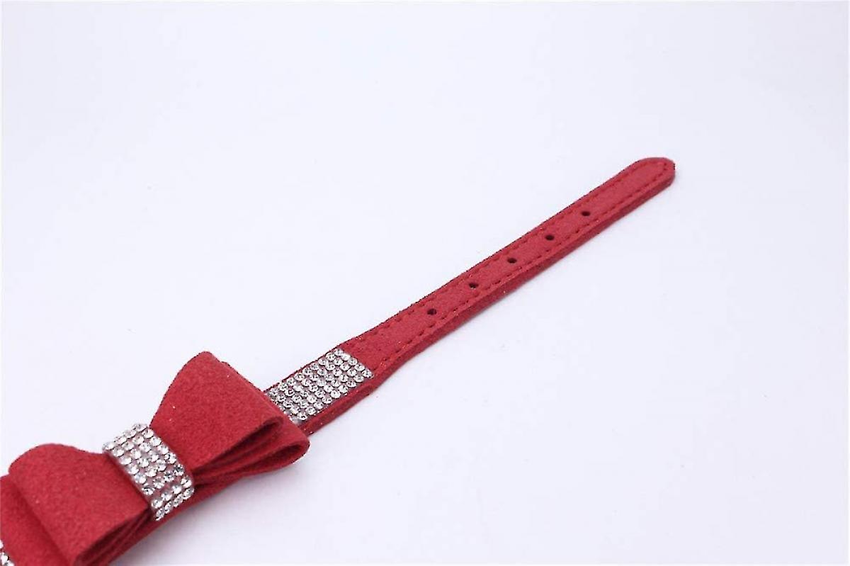 Foto 4 pulgar | Collar Para Perro De Cristal Con Pajarita Y Piel De Terciopelo Con Strass - Venta Internacional.