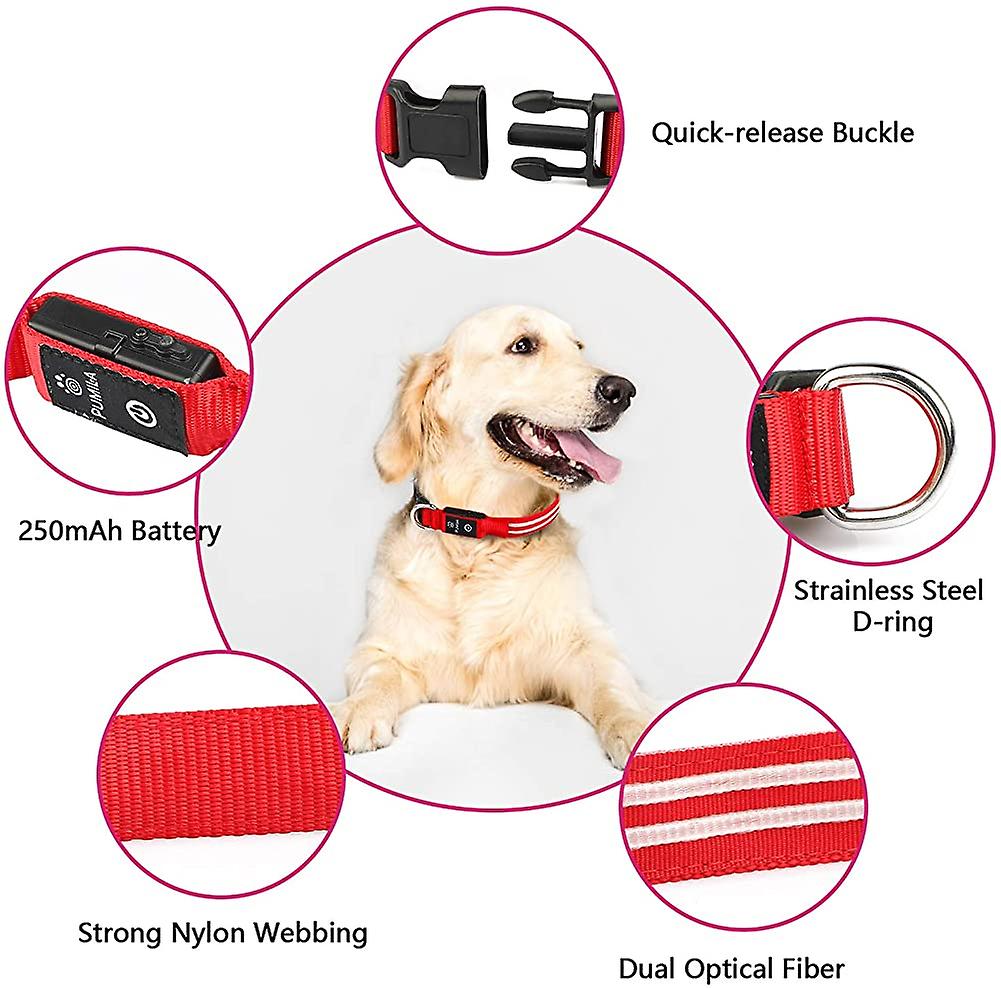 Foto 3 pulgar | Collar Para Perro Light Up Huoguo, Recargable Por Usb, Resistente Al Agua - Venta Internacional.