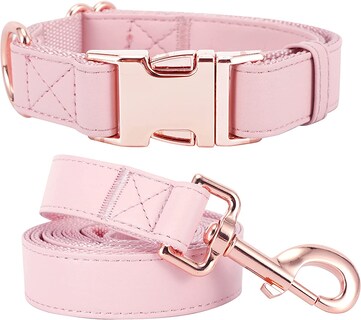 Foto 1 | Conjunto De Collar Y Correa Para Perro Con Hebilla De Piel Vegana En Oro Rosa - Venta Internacional.