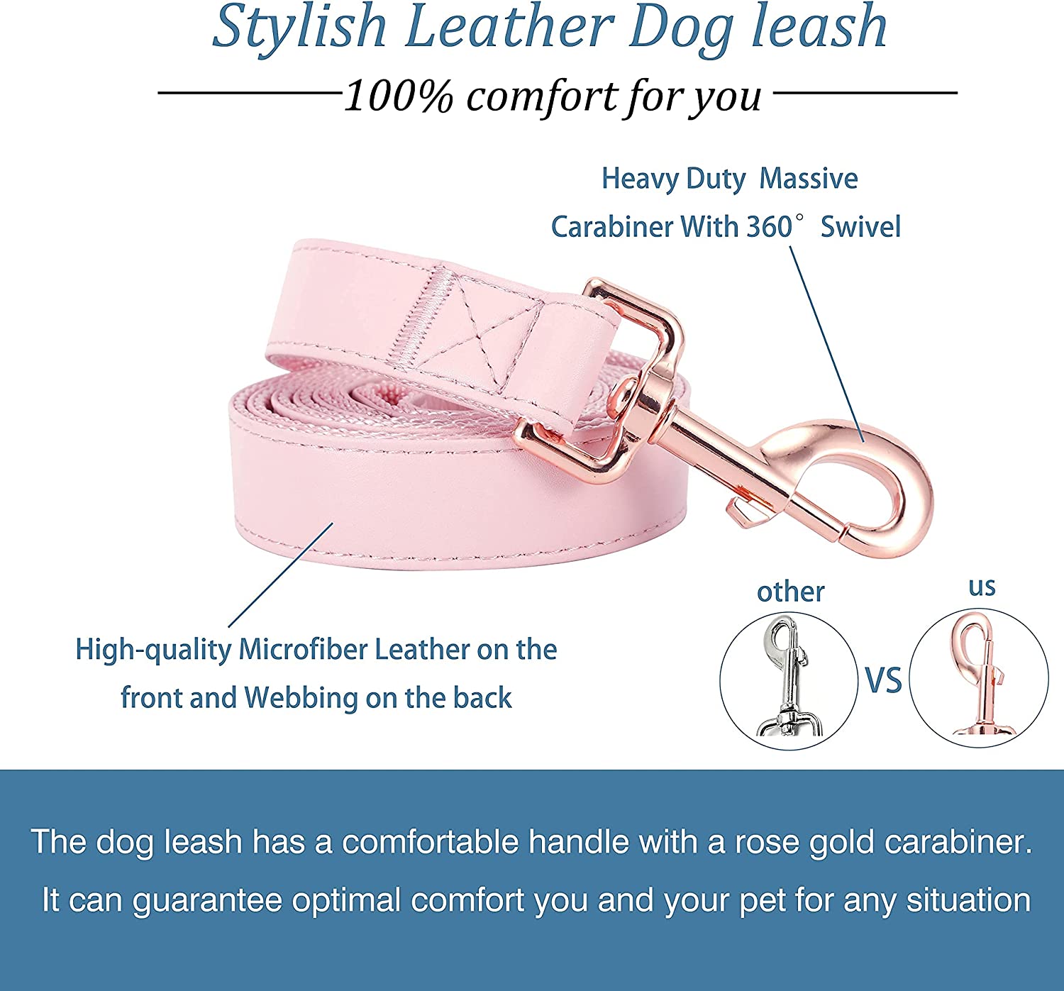 Foto 3 pulgar | Conjunto De Collar Y Correa Para Perro Con Hebilla De Piel Vegana En Oro Rosa - Venta Internacional.