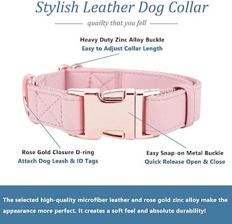 Foto 3 | Conjunto De Collar Y Correa Para Perro Con Hebilla De Piel Vegana En Oro Rosa - Venta Internacional.