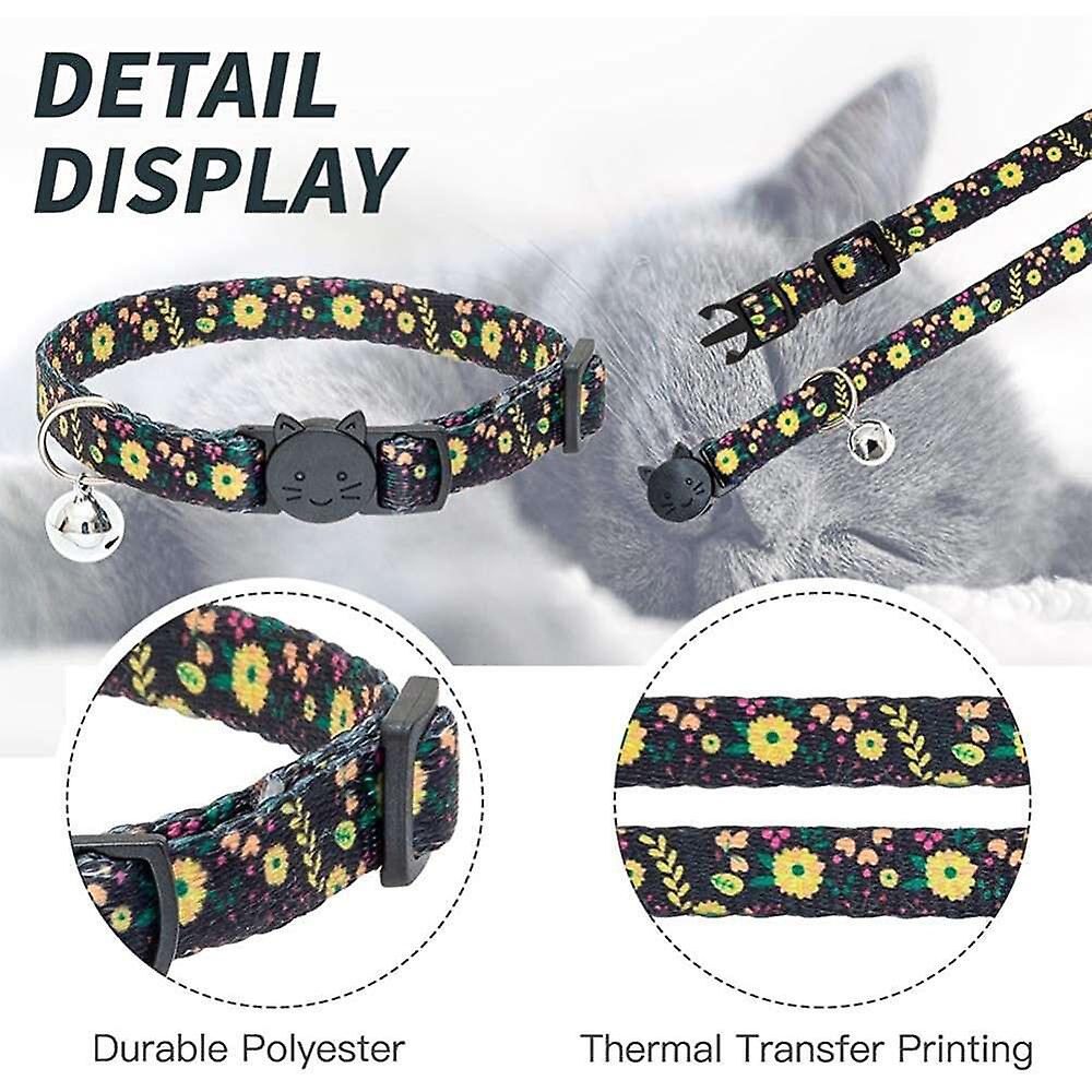 Foto 4 pulgar | Collares Para Gatos Huoguo Breakaway Con Estampado Floral En Forma De Campana, Paquete De 3 - Venta Internacional.