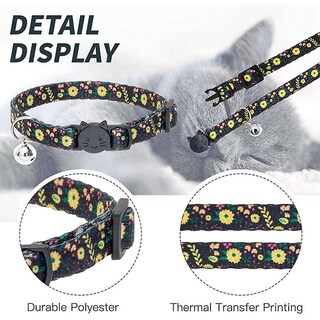 Foto 3 | Collares Para Gatos Huoguo Breakaway Con Estampado Floral En Forma De Campana, Paquete De 3 - Venta Internacional.