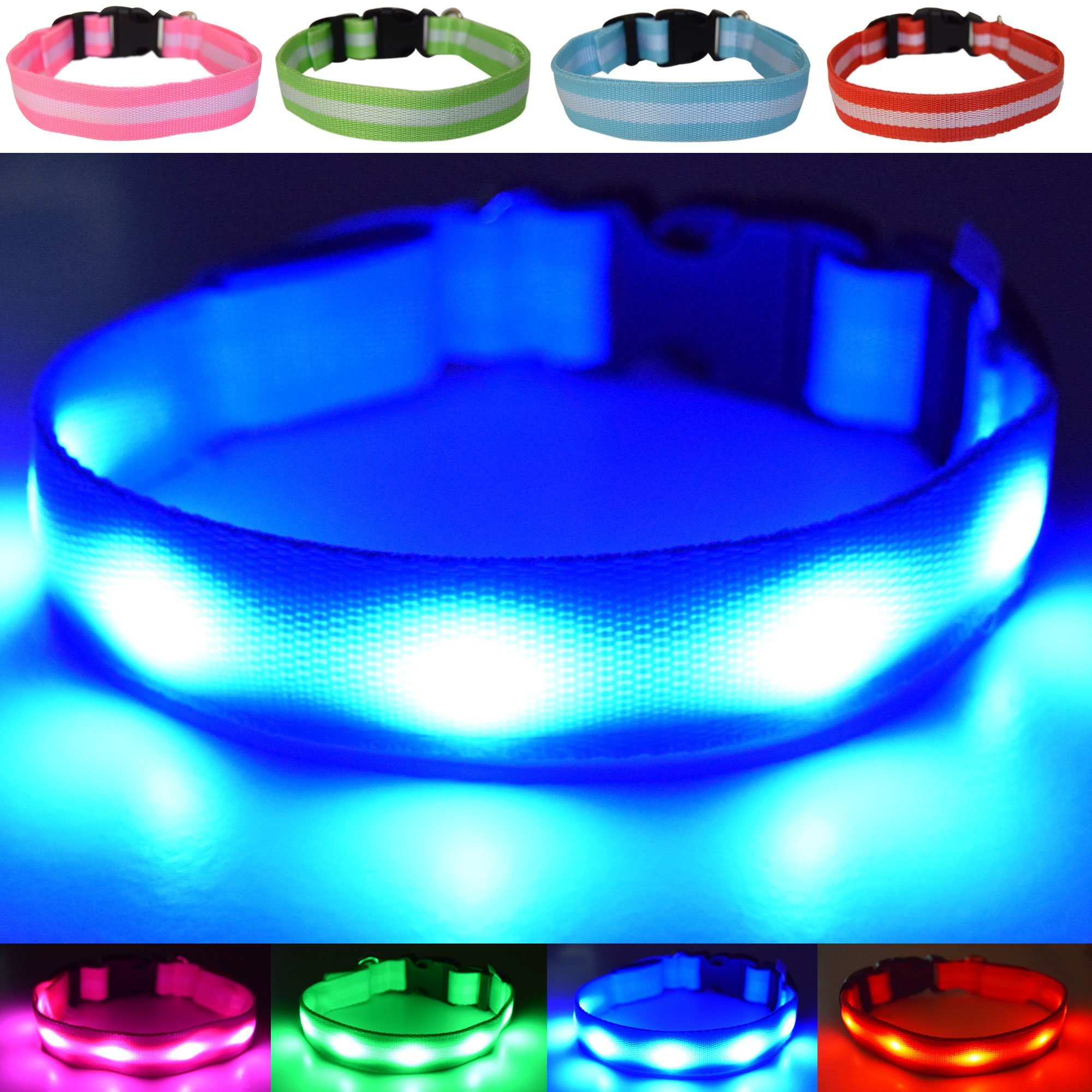 Foto 2 pulgar | Collar De Seguridad Led Para Perros Fun Pets, Recargable Por Usb, Azul, Grande - Venta Internacional.