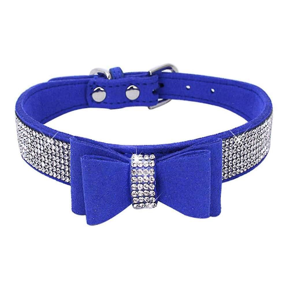 Foto 6 pulgar | Collar Para Mascotas Huoguo Con Diamantes De Imitación Con Lazo Ajustable, Color Azul Oscuro - Venta Internacional.