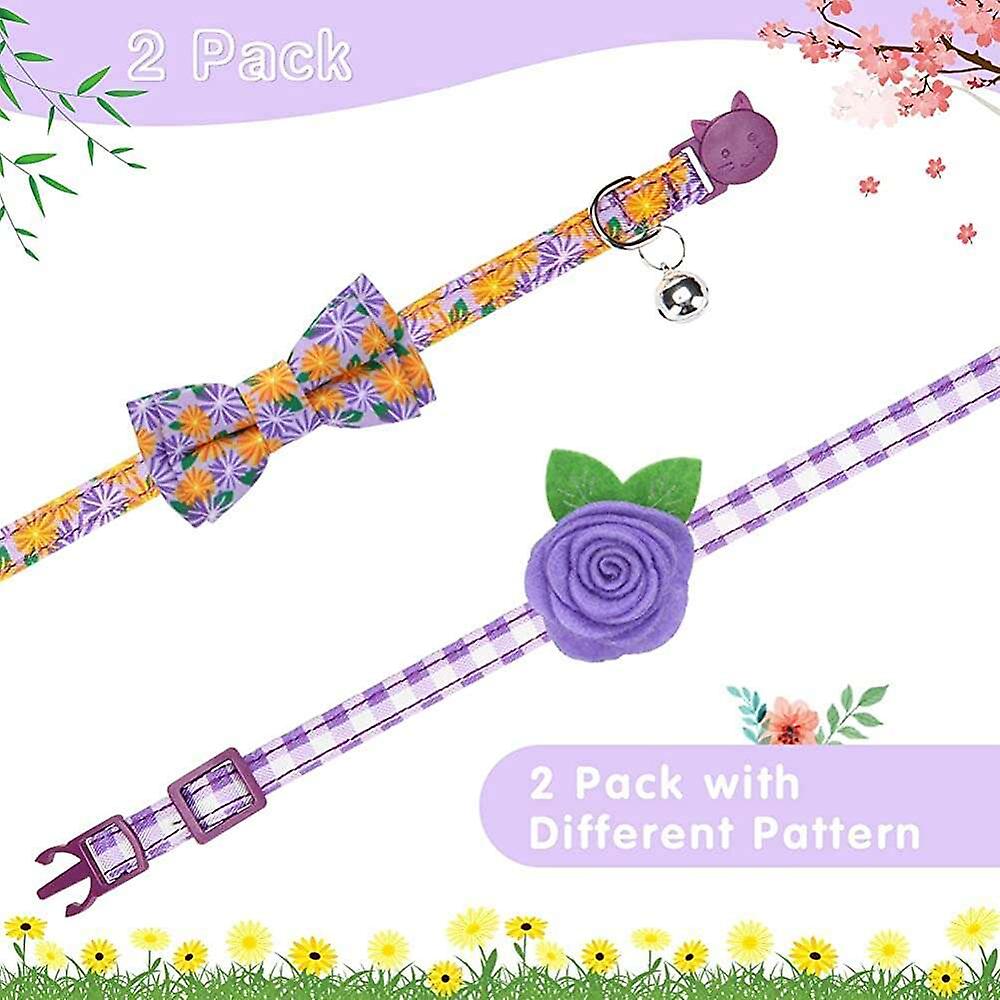 Foto 4 pulgar | Collares Para Gatos Huoguo Ajustables Breakaway, Paquete De 2, Color Morado - Venta Internacional.