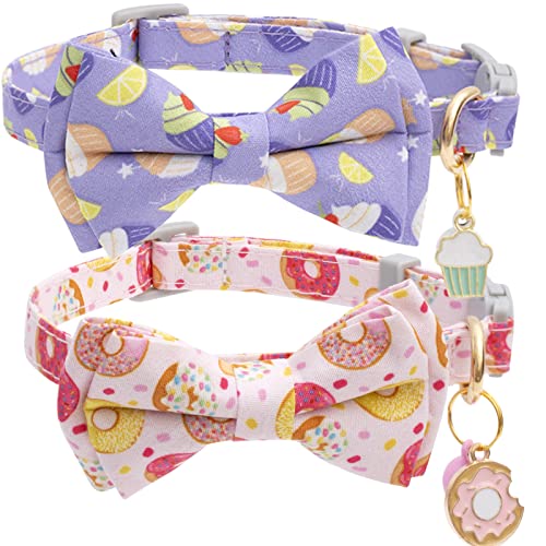 Collar De Gato Faygarsle Cute Con Pajarita Con Campana Breakaway, Paquete De 2 - Venta Internacional.