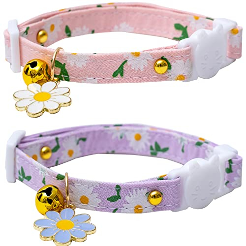 Collares Para Gatos Faygarsle Cotton Breakaway Con Campana, Paquete De 2, Color Rosa P - Venta Internacional.