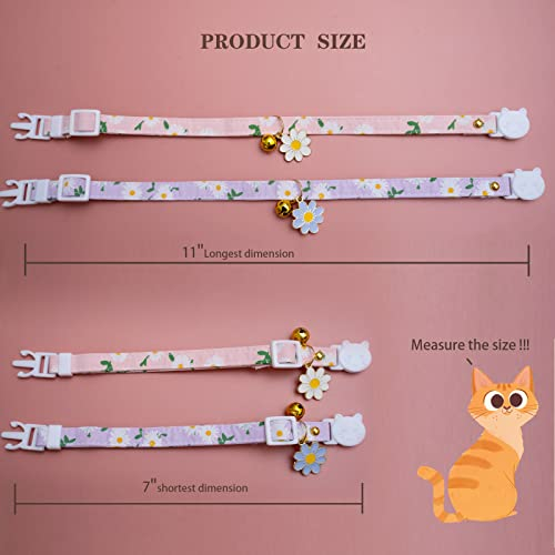 Foto 3 pulgar | Collares Para Gatos Faygarsle Cotton Breakaway Con Campana, Paquete De 2, Color Rosa P - Venta Internacional.