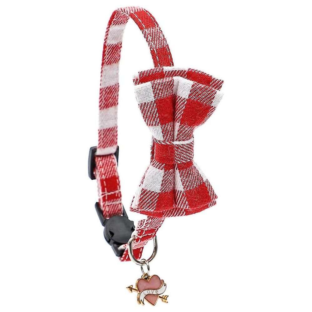 Foto 5 pulgar | Collar Para Gatos Huoguo Para San Valentín Con Pajarita Y Campana, Color Rojo - Venta Internacional.