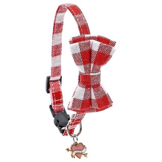 Foto 4 | Collar Para Gatos Huoguo Para San Valentín Con Pajarita Y Campana, Color Rojo - Venta Internacional.