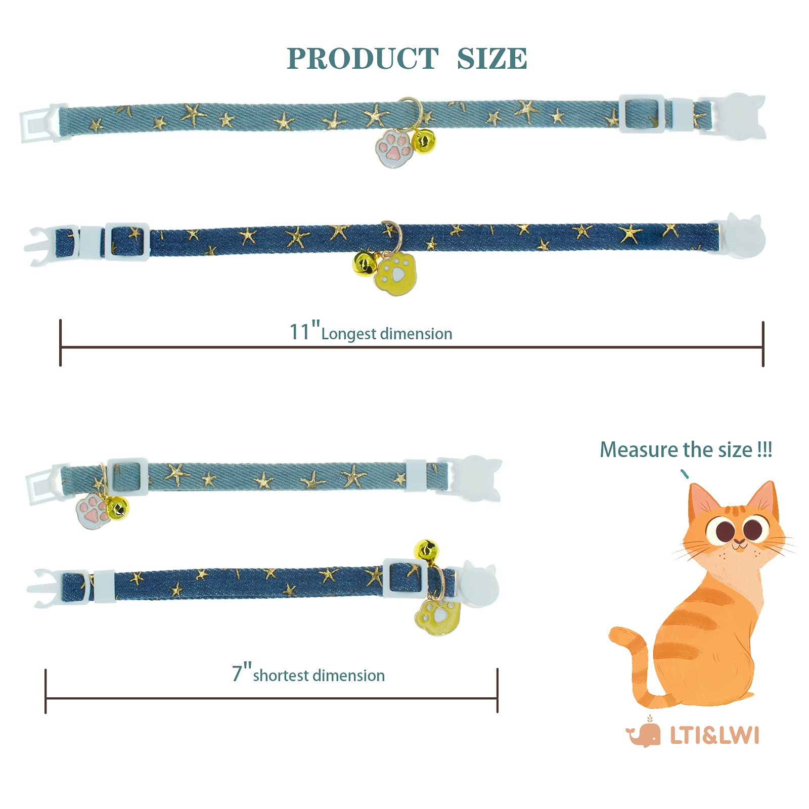 Foto 5 pulgar | Collar De Gato Faygarsle Denim Breakaway Con Colgante En Forma De Campana - Venta Internacional.