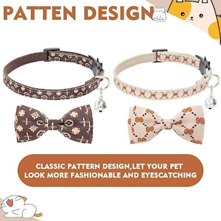 Foto 3 | Paquete De 2 Collares Para Gatos Breakaway Con Campanas Y Pajaritas Huoguo - Venta Internacional.