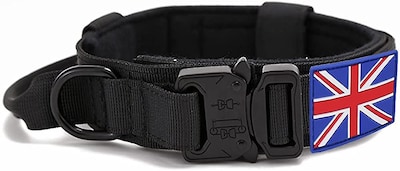 Foto 4 | Collar Táctico Para Perros Huoguo Negro Con Bandera Del Reino Unido Para Tamaño Mediano/grande - Venta Internacional.