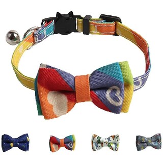 Foto 5 | Collar Para Gatos Huoguo Breakaway Con Pajarita Con Estampado De Arcoíris - Venta Internacional.